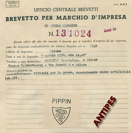 FASSA brevetto marchio impresa - aprile 1956 