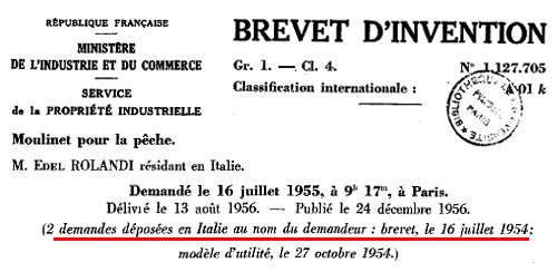 Alcedo prototipo Jupiter - brevetto FR 1955