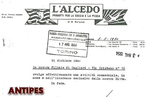 ALCEDO comunicazione CCIAA TO 3 maggio 1954