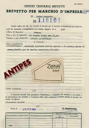 ZANGI 2000 - brevetto Marchio Impresa - 31 luglio 1953 Torino