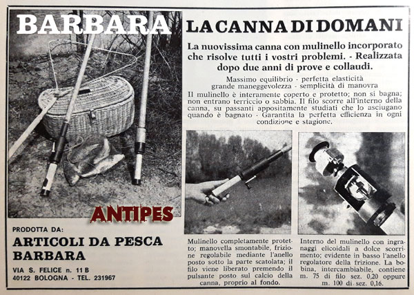 Barbara canna con mulinello integrato - pubblicità gennaio 1970